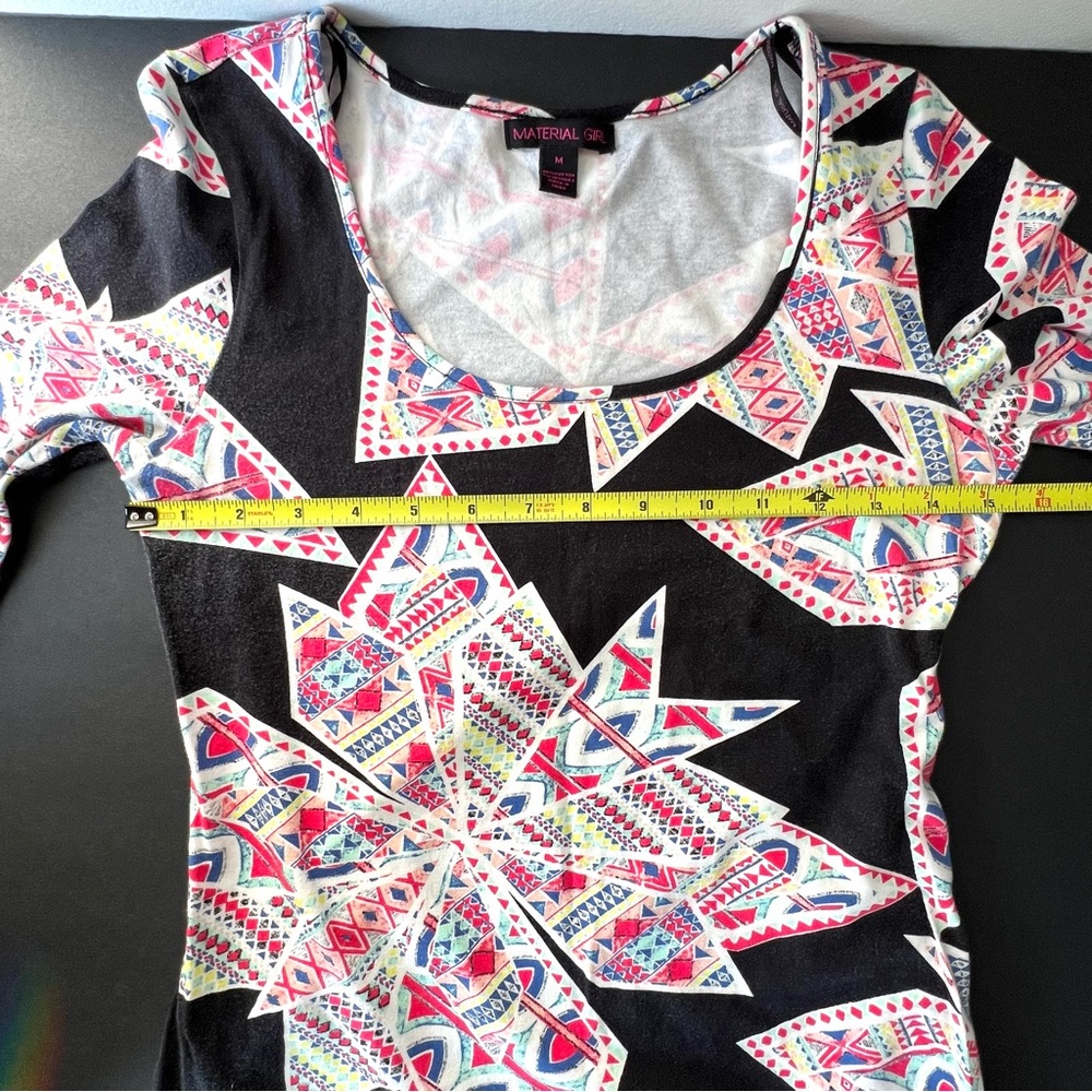 Material Girl Geometric Print Bodycon Dress – 3/4 Sleeve - Picture 8 of 9